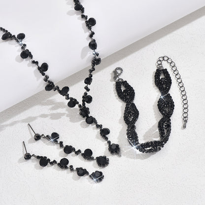 Fashion Crystal Necklace Ear Stud Bracelet Jewelry Accessories