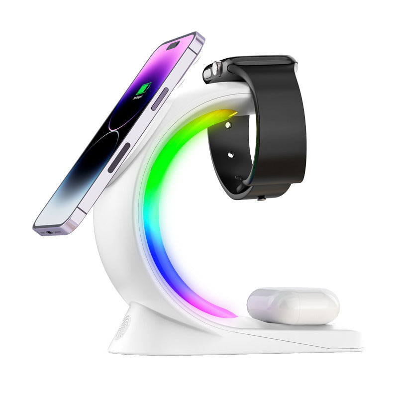4 In 1 Magnetic Wireless Charger Fast Charging For Smart Phone Atmosphere Light Charging Station For Airpods Pro I-phone Watch - HD Wireless Product #7