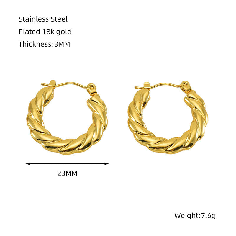 Titanium Steel Round Twist Stud Earrings High Sense ebe5180b 5721 4ffc 841b f44bb7b63ece