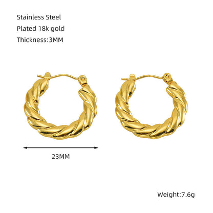 Titanium Steel Round Twist Stud Earrings High Sense ebe5180b 5721 4ffc 841b f44bb7b63ece