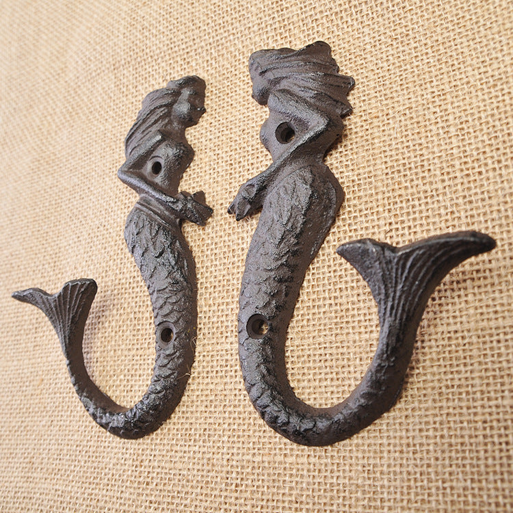 Vintage Ornament Mermaid Cast Iron Single Hook Wall Hook ebe7493c c33c 47ac 88f6 d69d3babee80