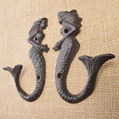 Vintage Ornament Mermaid Cast Iron Single Hook Wall Hook ebe7493c c33c 47ac 88f6 d69d3babee80