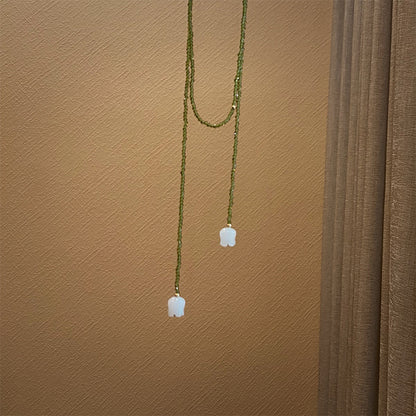 Natural White Jade Lily Olive Green Crystal Winding Necklace ebebe343 900c 467e a58a 6d3e7893bb1a