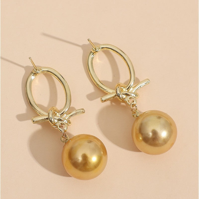 Elegant French Retro Personalized Knotted Pearl Earrings ec06b32f ad83 4f44 a0a0 de472bc90739