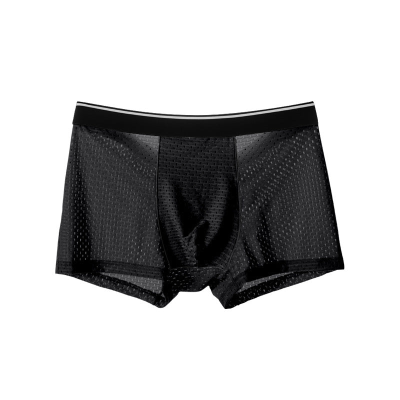 Ice Silk Full Mesh Large Size Men's Underwear Cotton Crotch Mid-waist Boxers ec0ad51d f124 42a7 9412 d3e4027256b2