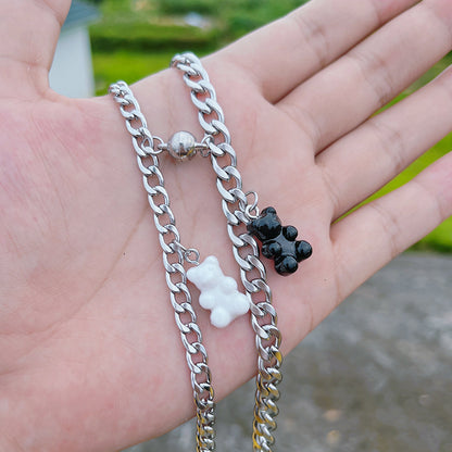 Black And White Bear Stainless Steel Magnet Attract Bracelet ec115060 64f2 4329 a569 4f8a36a152d1