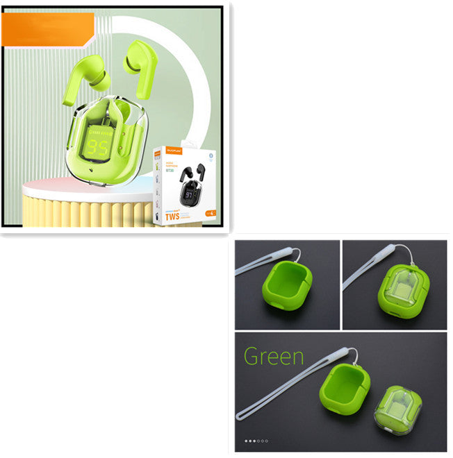 New Mini Transparent Wireless Bluetooth Headset Digital Display ENC Noise Reduction True Wireless Sports Music ec1164fe 2d12 