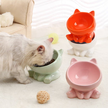 Pet Dogs And Cats Bevel Ceramic Neck Bowl ec18a23e bfb0 48d7 9d85 7d974f251c22
