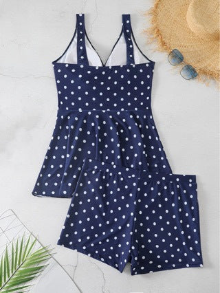 Women's Polka Dot Print European And American Plus Size Skirt Bikini Split Swimsuit ec2e5ba9 8912 4ac8 b0f3 23410da720f6