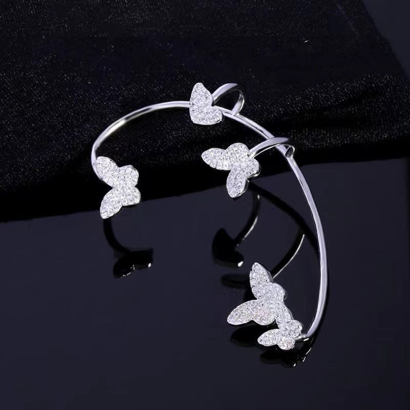 Fashion Gold Metal Butterfly Ear Clips Sparkling Zircon Without Piercing Ear Cuff Clip Earrings For Women Jewelry Gift ec514e