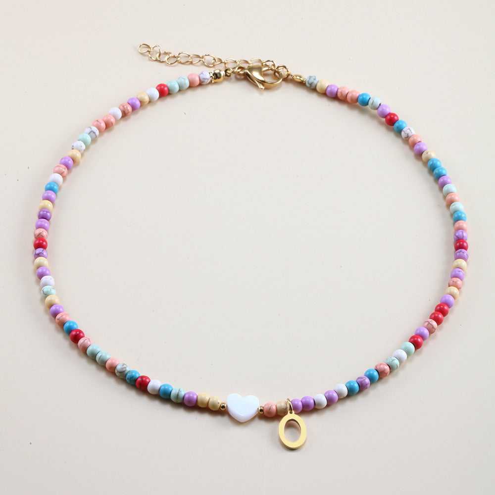 Colorful Beads Initial Choker For Women Stainless Steel Lett ec58183e e4ec 4bef ab5a bfe706d9b5ca