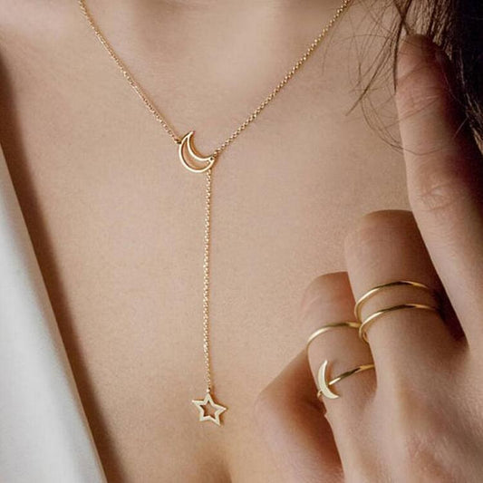 Moon Star Necklace Clavicle Chain Short Necklace ec7935e8 296d 4d84 ad4e 7c01f910cb66