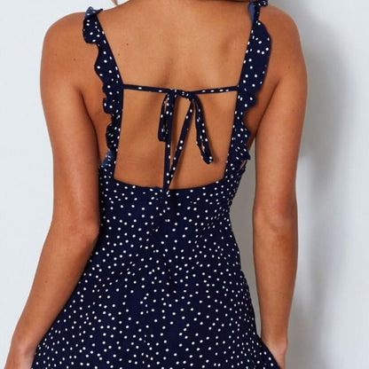 Polka-dot Strappy Dress Women Summer Fashion Beach Sundress ec7acf46 7c84 4112 a2a5 b655eb7e7928