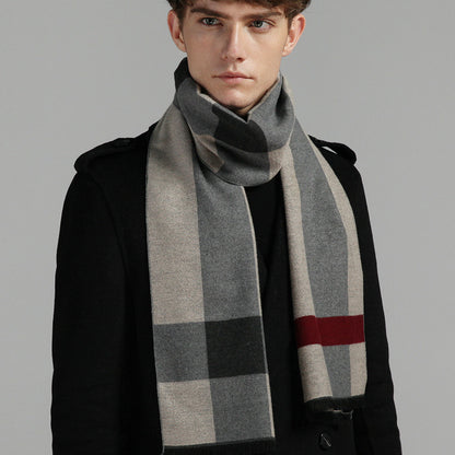 Simple Plaid Warm Keeping Artificial Cashmere Scarf ec857216 a86b 4c74 b459 5bb293c3a903