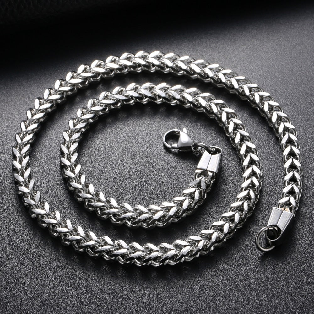 Men's Weaving Four-sided Grinding Chain European Hip Hop Square Titanium Steel Necklace Bracelet eca3992d ca6f 4b91 81ae 7f75