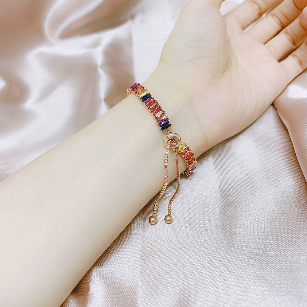 Boho Rainbow Tennis Bracelets For Women Adjustable Women's Bracelet Zircon Jewellry Friend Gift Wholesale Jewery eca6327f e2b
