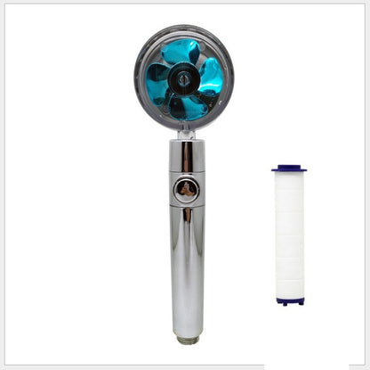 Propeller Driven Shower Head With Stop Button And Cotton Filter Turbocharged High Pressure Handheld Shower Nozzle ecabd0f2 3a