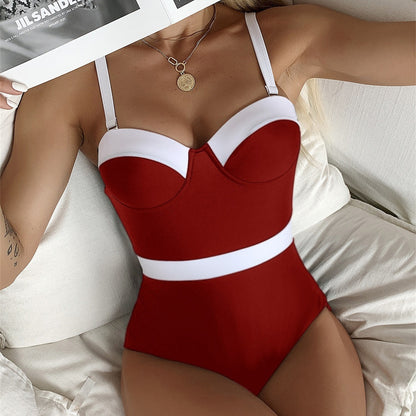 Push Up Contrast Color Fashion Bikini One-piece Swimsuit ecb6dee4 daed 43db a598 1f4c09942bed