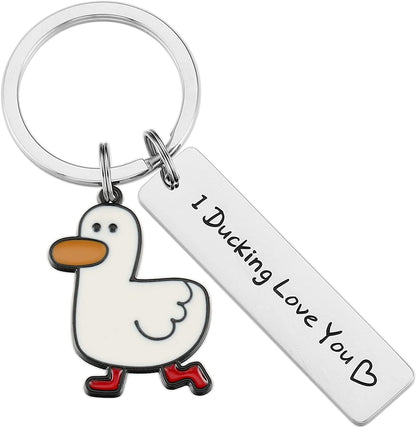 Funny Lover Gift Ducking Love You Cute Duck Pun Keychain Couples Jewelry Valentines Day Gift For Boyfriend Girlfriend ecc13f7