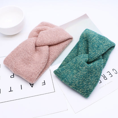 Woven Knitted Turban Headband Sweet And Versatile Wide-brim Headdress ecf37b97 bfd1 4d46 a555 7b5f3c19a3af