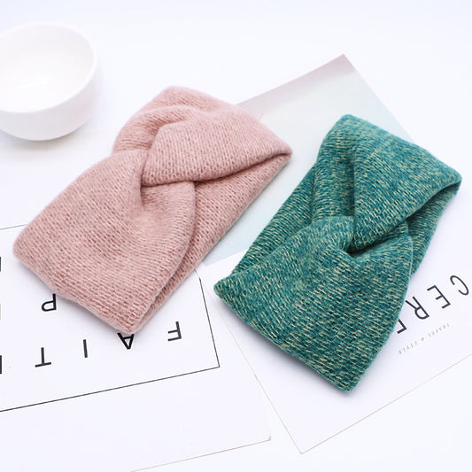 Woven Knitted Turban Headband Sweet And Versatile Wide-brim Headdress ecf37b97 bfd1 4d46 a555 7b5f3c19a3af