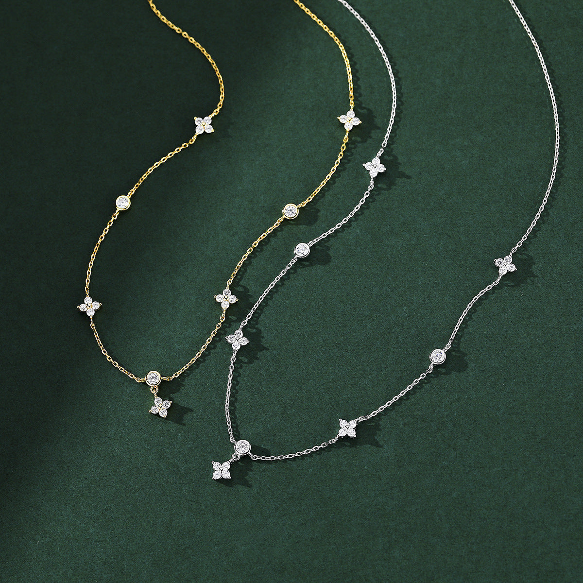 High-grade Four-leaf Flower 925 Sterling Silver Necklace Female ecfdfb47 5ca7 4311 ad4d 743015043188