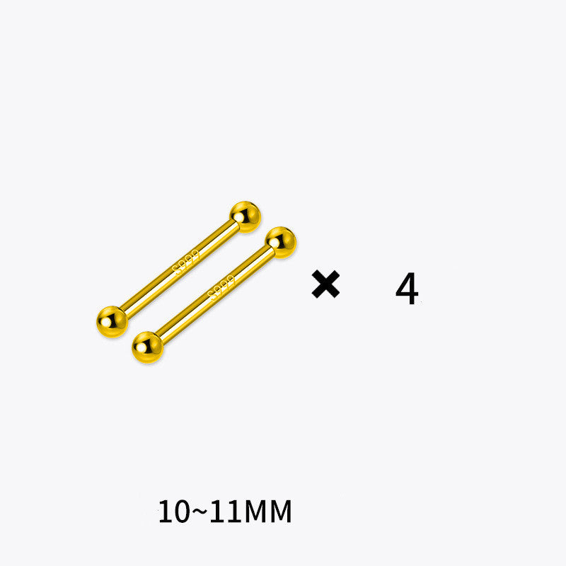 S999 Pure Silver Stud Earrings 4 Pairs Set Of Double-ended ed0647b1 1b3f 4a57 924d 7ef6f20c44cc