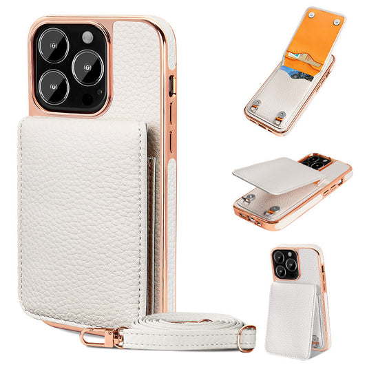 Litchi Pattern Wallet Lanyard Phone Case For 14 ed099da1 3f1c 4914 bf49 a75cc311d10c