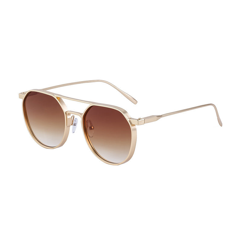 Men's Metal Double Beam Vintage Round Frame Sunglasses ed14a61a a2a2 49c3 ba5d d081172e5fe3