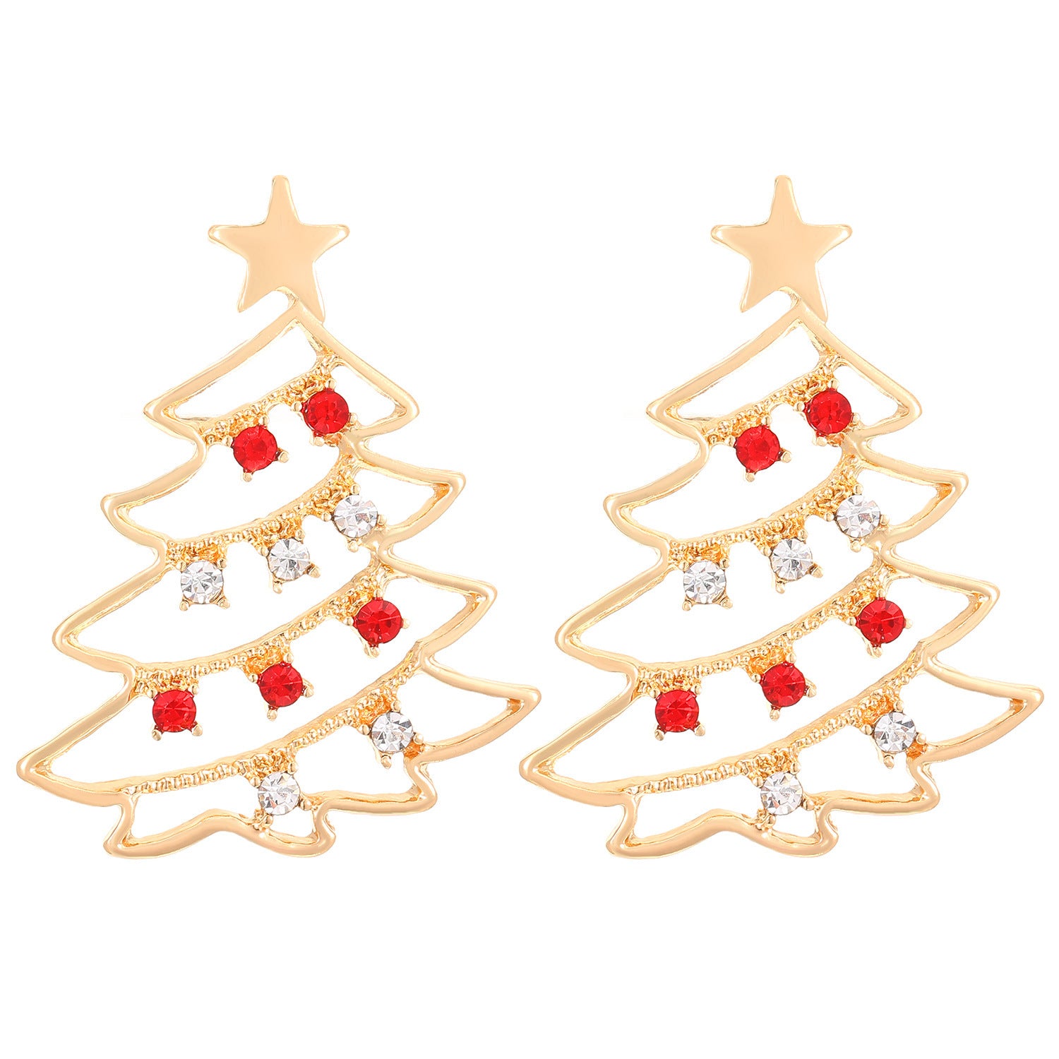 Christmas Earrings With Christmas Tree Colorful Zircon Christmas Tree Earrings  For Women Personality Earrings Party Jewelry 