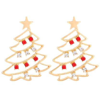 Christmas Earrings With Christmas Tree Colorful Zircon Christmas Tree Earrings  For Women Personality Earrings Party Jewelry 