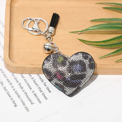 Peach Heart Hot Rhinestone Leather Advertising Keychain ed246861 44e0 48e4 821c b75c26692856