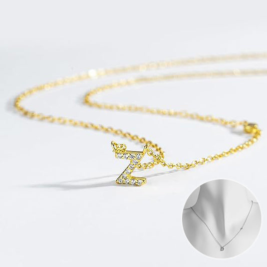 Fashion Jewelry Luxury Gold Color A-Z 26 Letters Necklace CZ Pendant For Women Cute Initials Name Necklace Fashion Party Wedd