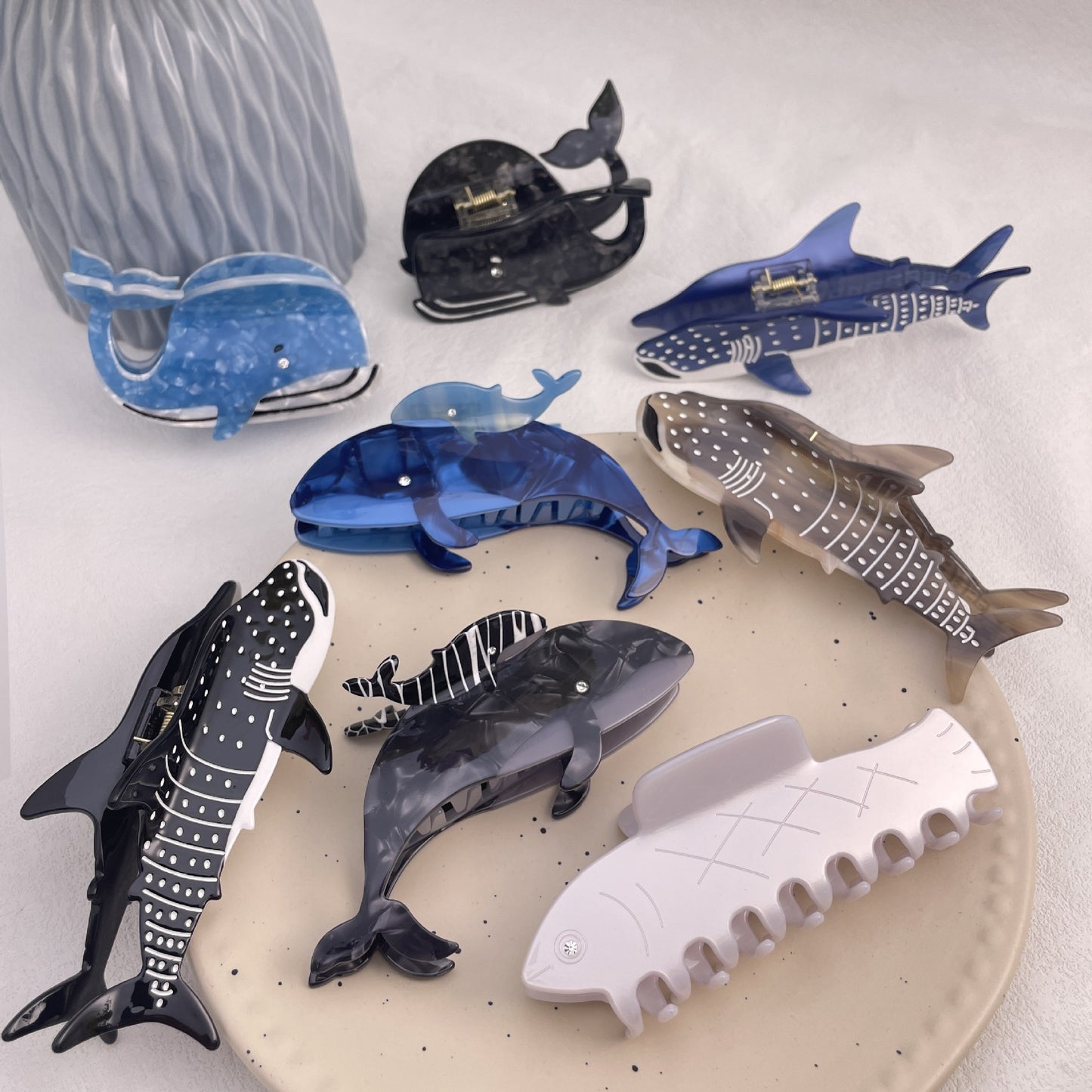 Marine Series Acetic Acid Grip Special-interest Design Animal Whale Shark Cross-border Wholesale Hair Accessories Ponytail Cl