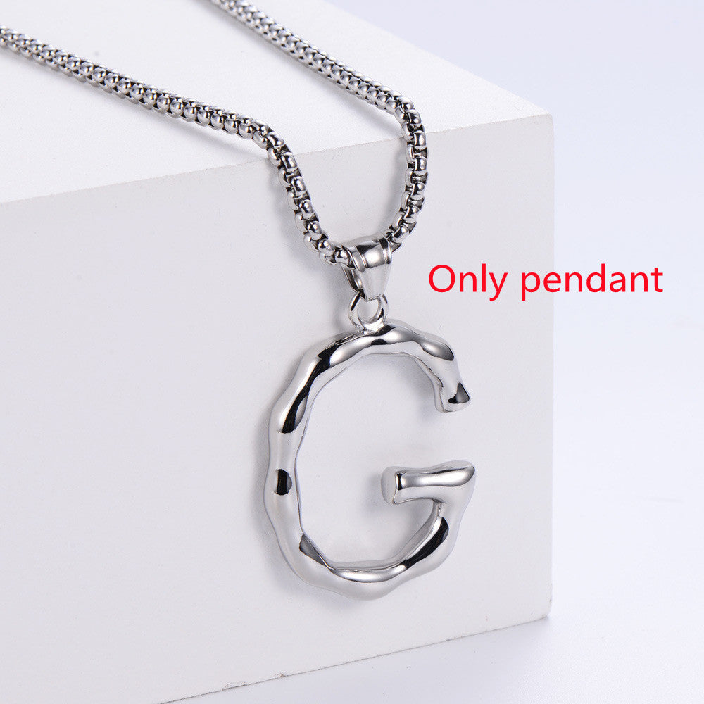 Three-dimensional 26 English Letter Pendant Necklace Fashion Jewelry Titanium Steel Couple Ornament ed48ab71 4c24 4f83 9cf0 3