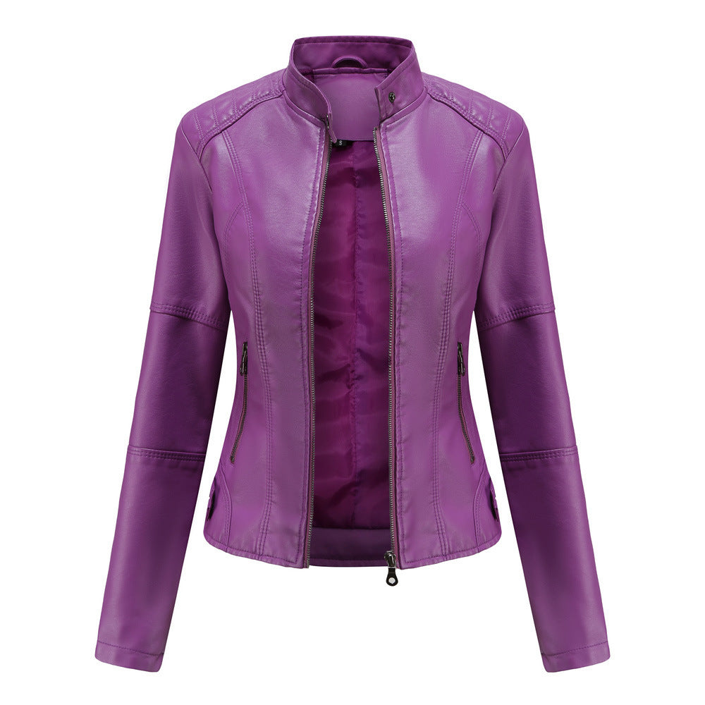 Thin Large Size Leather Clothing With Stand Collar Slim-fit Jacket ed550aa0 48f9 47cd a56b f6cd87e64746