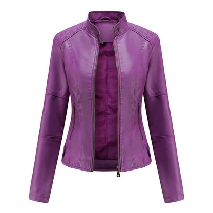 Thin Large Size Leather Clothing With Stand Collar Slim-fit Jacket ed550aa0 48f9 47cd a56b f6cd87e64746