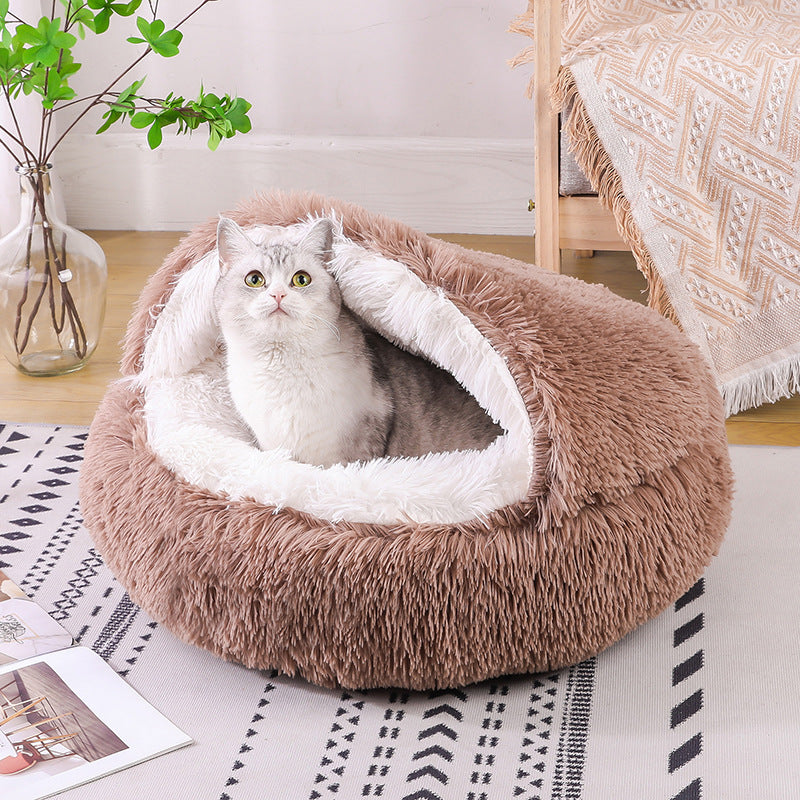 Deep Sleep Half-pack Semi-enclosed Dual-use Plush Round Pet Bed ed63b7dc 7dfe 43bd 8f96 d475c882af4f