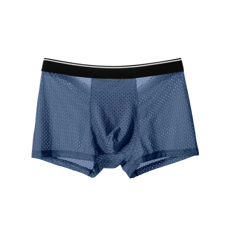 Ice Silk Full Mesh Large Size Men's Underwear Cotton Crotch Mid-waist Boxers eda19842 307c 45f6 83b9 35b9e3bc95f8