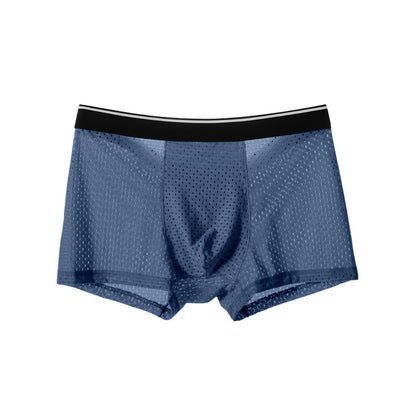 Ice Silk Full Mesh Large Size Men's Underwear Cotton Crotch Mid-waist Boxers eda19842 307c 45f6 83b9 35b9e3bc95f8