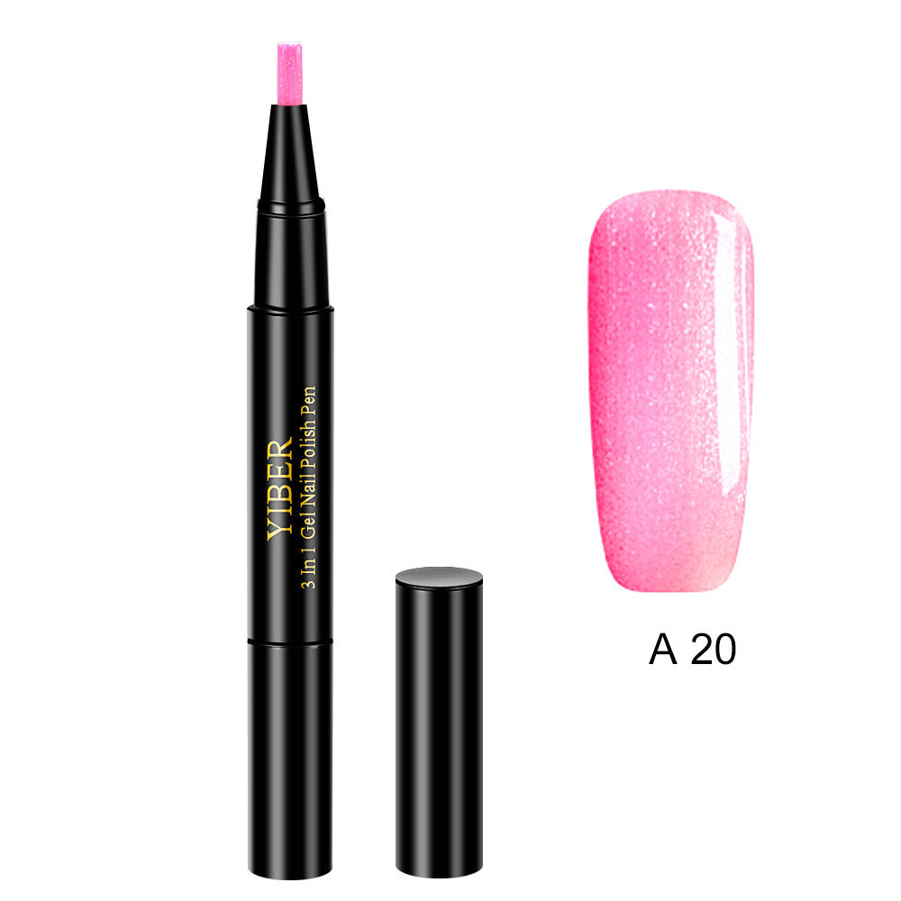 3 In 1 Gel Nail Varnish Pen Glitter One Step Nail Art Gel Polish Hybrid - HD Wireless Product #17