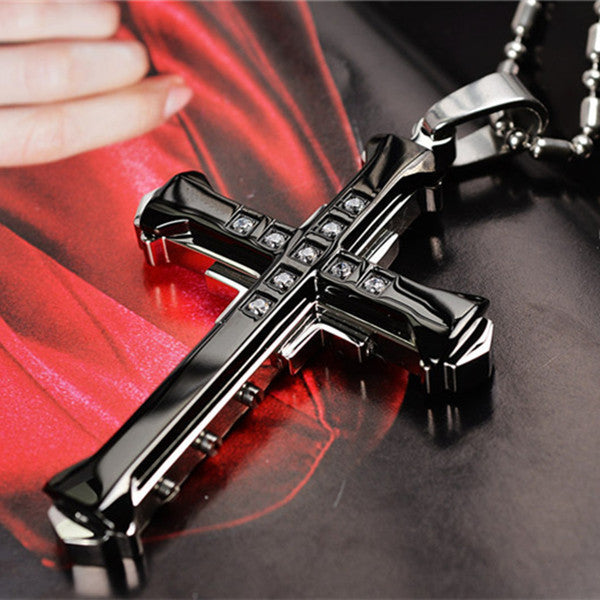 Cross Pendant Silver Gold Black Stainless Steel ee496bfb 185c 4641 8599 e74447ffe036