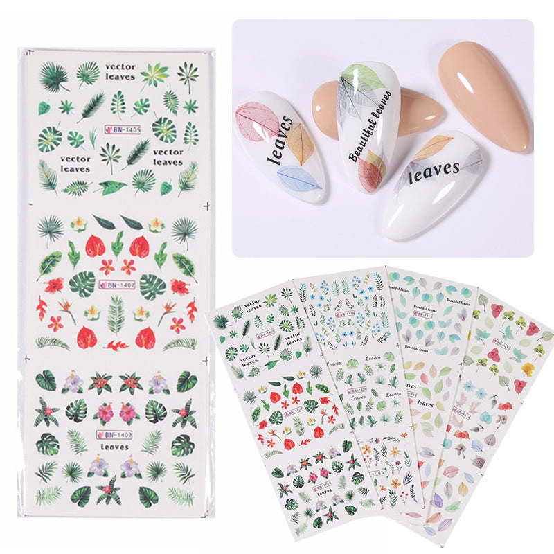 Nail Beauty Water Printing Stickers Sticker Paper Large Leaves Colorful Pattern Fairy Feng Shui Sticker Decorations ee540a00 