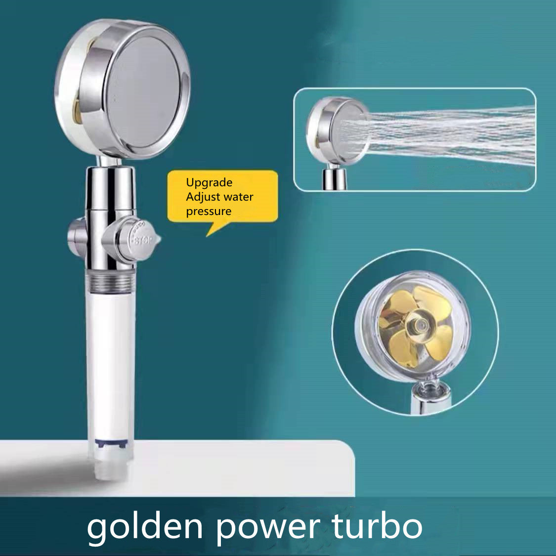 Shower Head Water Saving Flow 360 Degrees Rotating With Small Fan ABS Rain High Pressure Spray Nozzle Bathroom Accessories ee