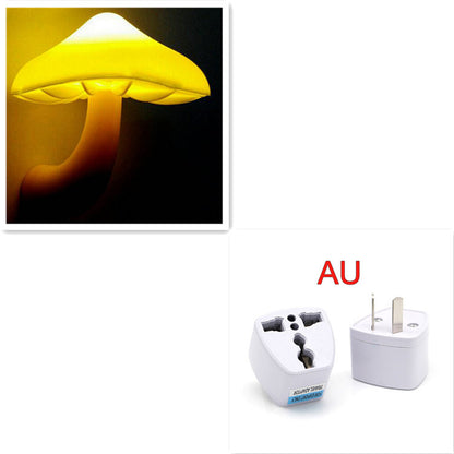 LED Night Light Mushroom Wall Socket Lamp EU US Plug Warm White Light-control Sensor Bedroom Light Home Decoration ee8e1c8b a