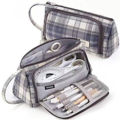 Canvas Pen Bag Large Capacity Double Wall Cute Multi-functional Girl Stationery Box High School Junior High School Japanese S