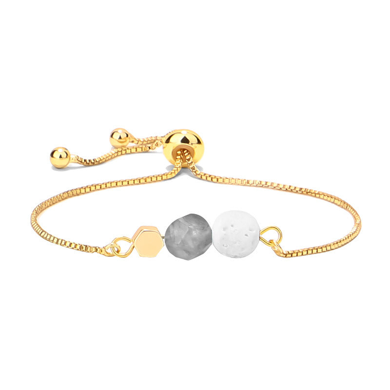 14K Gold Plated Color Preserving Box Chain Tiger Eye Volcanic Stone Yoga Bracelet - HD Wireless Product #10