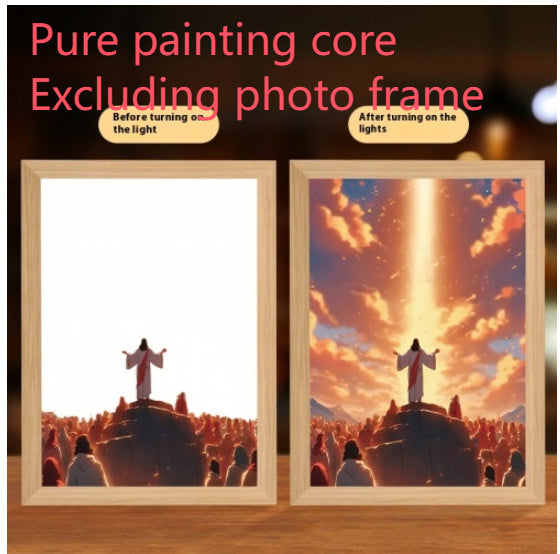 Jesus LED Light Painting Home Decoration Light Painting Photo Frame Led Night Light Room Decor Christmas Gifts Moon Lamp ef04