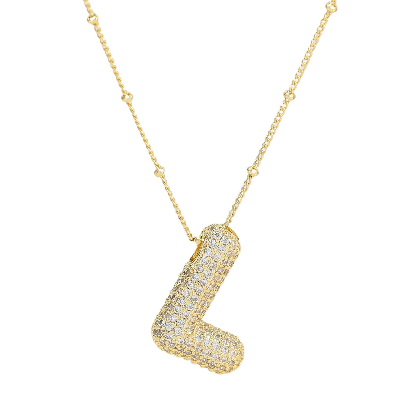 Brass Zircon Bubble Balloon Letter Pendant Necklace For Women ef1cd6e8 1cdb 49d2 aa90 546a92c6a1c6
