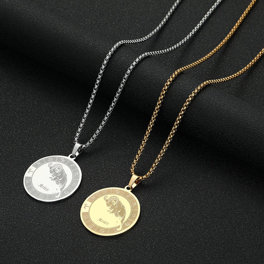 Stainless Steel Constellation Pendant Necklace Gold Medal Necklace ef446dc5 3ab8 4fb9 a16b f3facaefca26